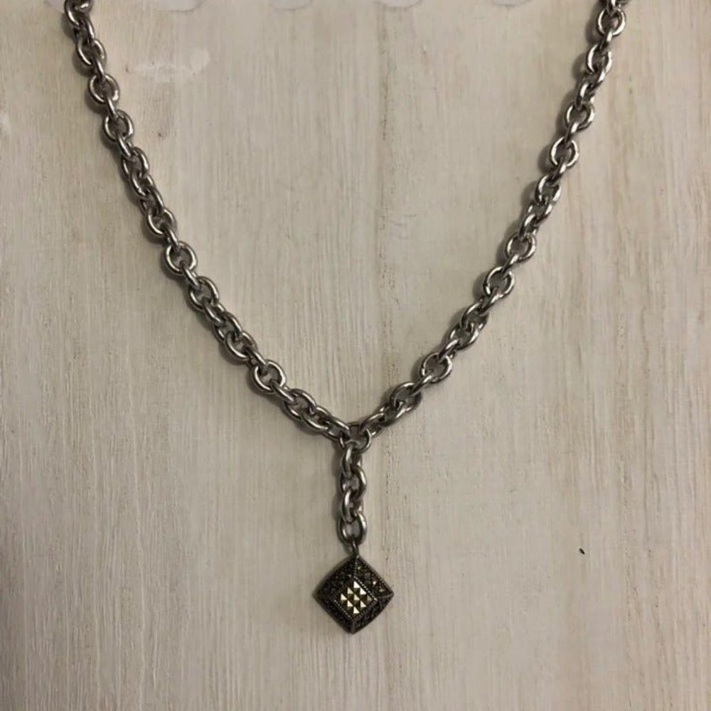 Rhinestone Faceted Pendant Marked 925